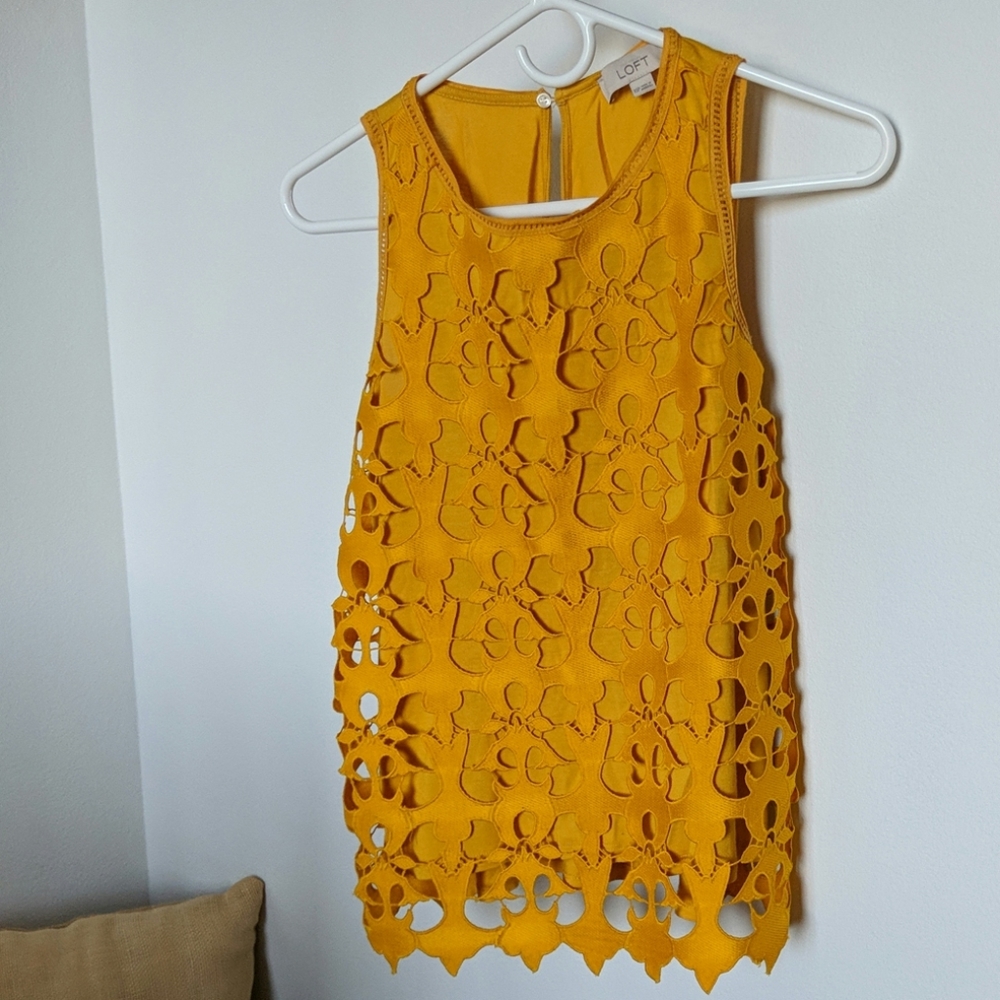 LOFT XSP mustard yellow detailed blouse
